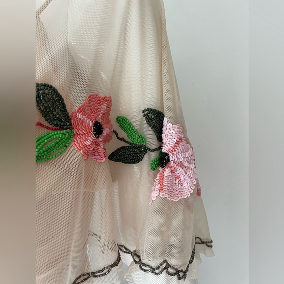 zara Floral Embroidered mesh beaded Dress - Picture 9 of 14